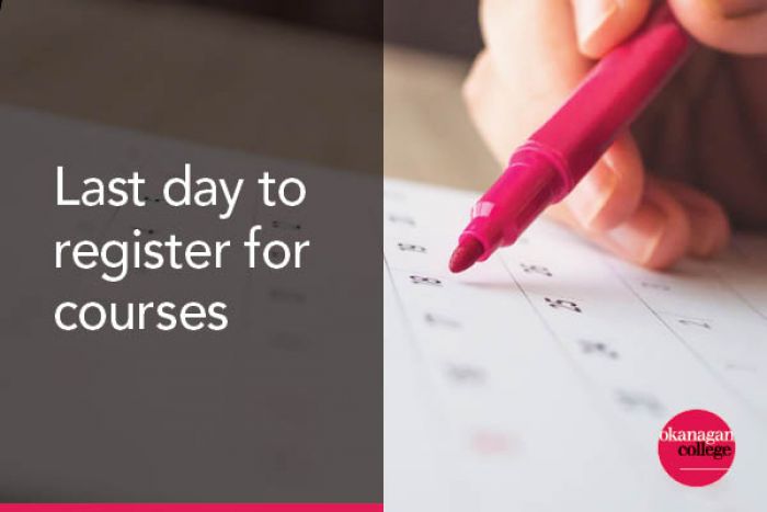 Last day to register for a course  text overlay on a calendar