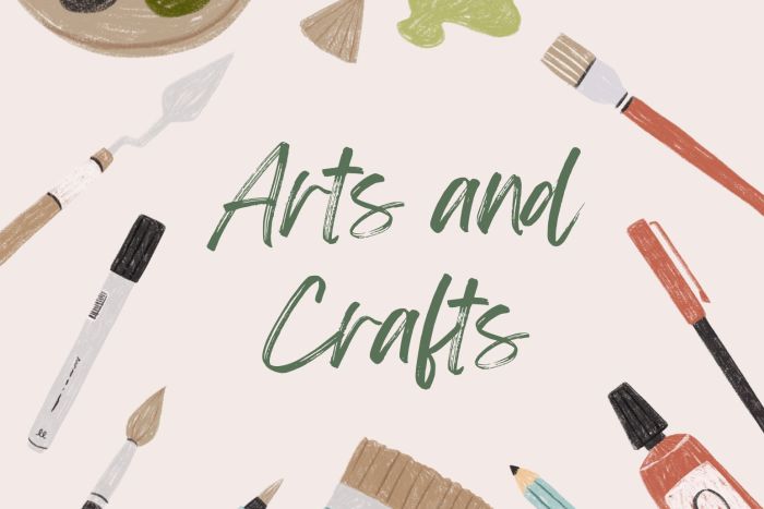Arts and crafts poster with drawings of art supplies