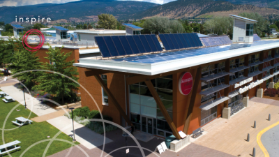 Aerial photograph of the Centre of Excellence building in Penticton