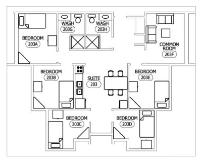 floor plan for pods in Skaha Place
