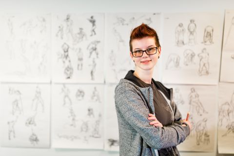 Animation student in the studio
