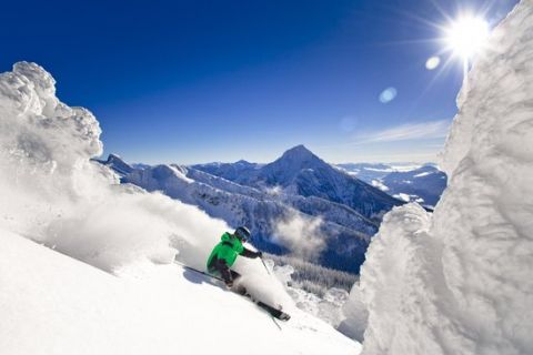 Person skiing at the Revelstoke Mountain Resort