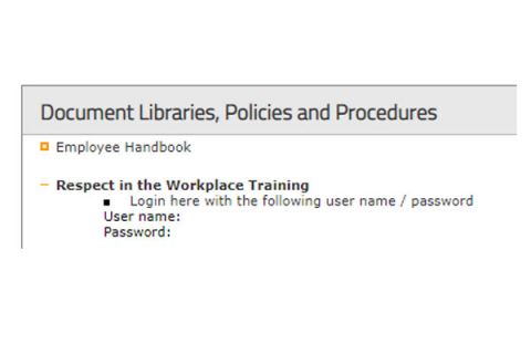 screenshot with link to the respectful working training link in myOkanagan