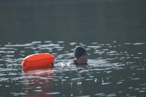 Alumnus Nick Pelletier, Okanagan Lake swim