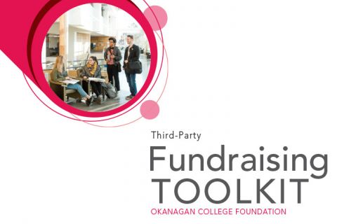 Fundraising toolkit cover showcases students studying and chatting together.