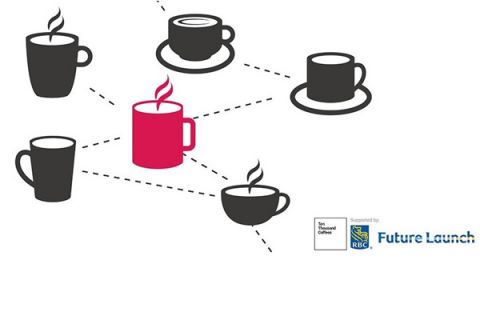 a graphic of mugs connected to show a network