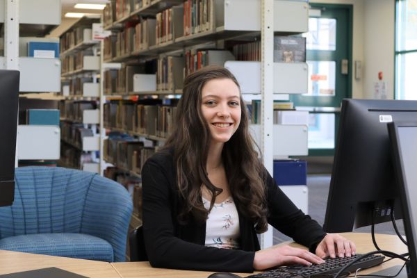 Business Student in Library on Salmon Arm Campus