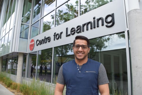 Student stood outside Centre for Learning Kelowna