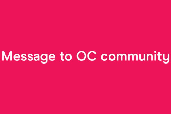 message to OC community with red background