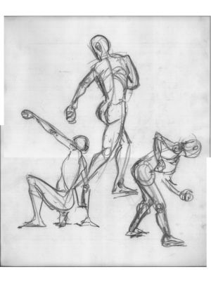 Life drawing sketches of a human being in different poses
