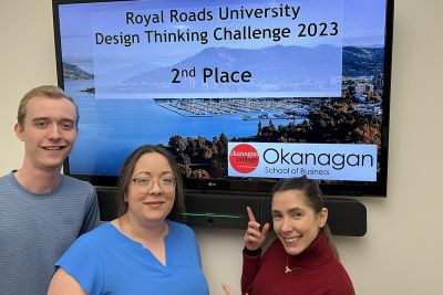 Three students from OC who won second place in the Royal Roads University Design Thinking Challenge.
