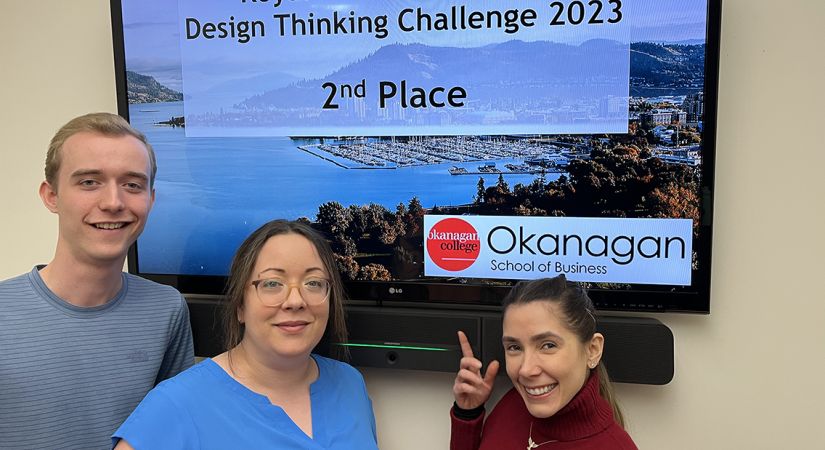 Three students from OC who won second place in the Royal Roads University Design Thinking Challenge.