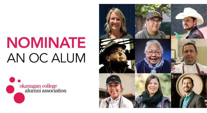 A collage of photos of Okanagan College alumni.