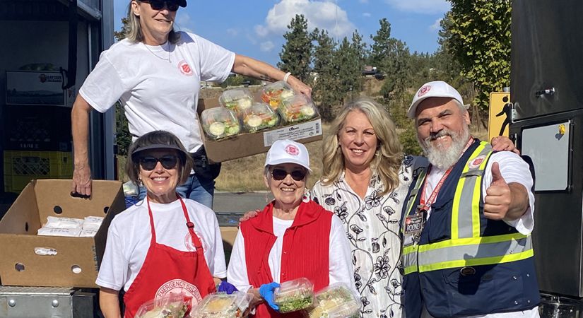 Members of the OC community drop off food for wildfire workers.
