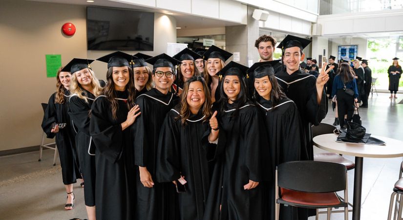 Students gather for a convocation photograph at OC Kelowna.