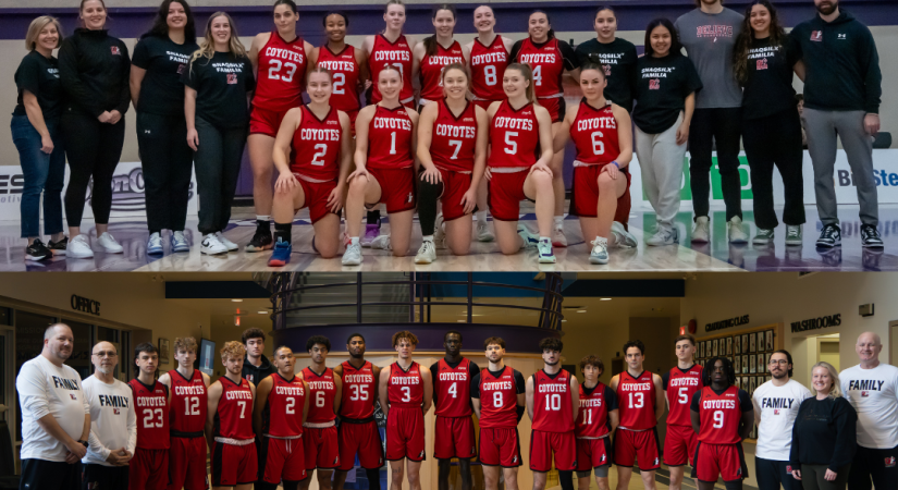 Top: Oc Coyotes Women's Basketball Team. Botom: OC Coyotes Men's Basketball team